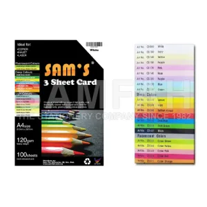 SAMS 3 SHEET CARD 10S LIGHT ASST