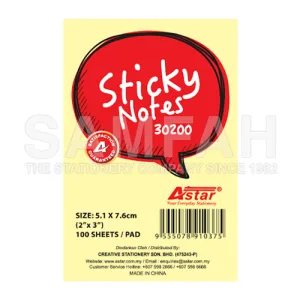 ASTAR STICKY NOTES 100S 2″×3″