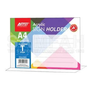 ASTAR HORIZONTAL SLANTED T SHAPE ACRYLIC SIGN HOLDER