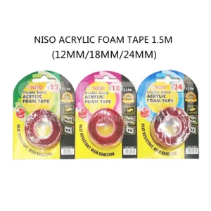 NISO DOUBLE SIDED ACRYLIC FOAM TAPE (12MM/18MM/24MM X 1.5M)