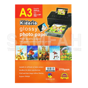 KIDARIO A3 GLOSSY PHOTO PAPER PHOTO PAPER 210GSM